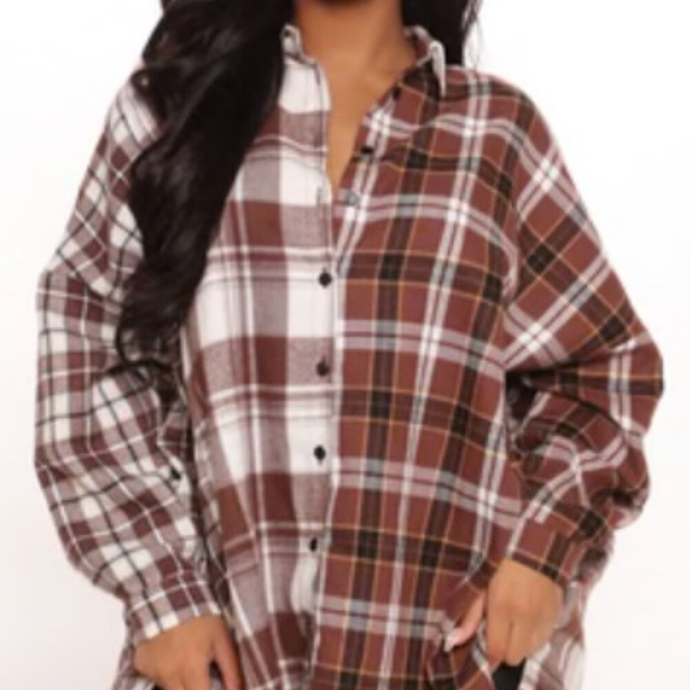 Mixed Emotions Mixed Feelings Flannel Top - Brown/combo Size: M